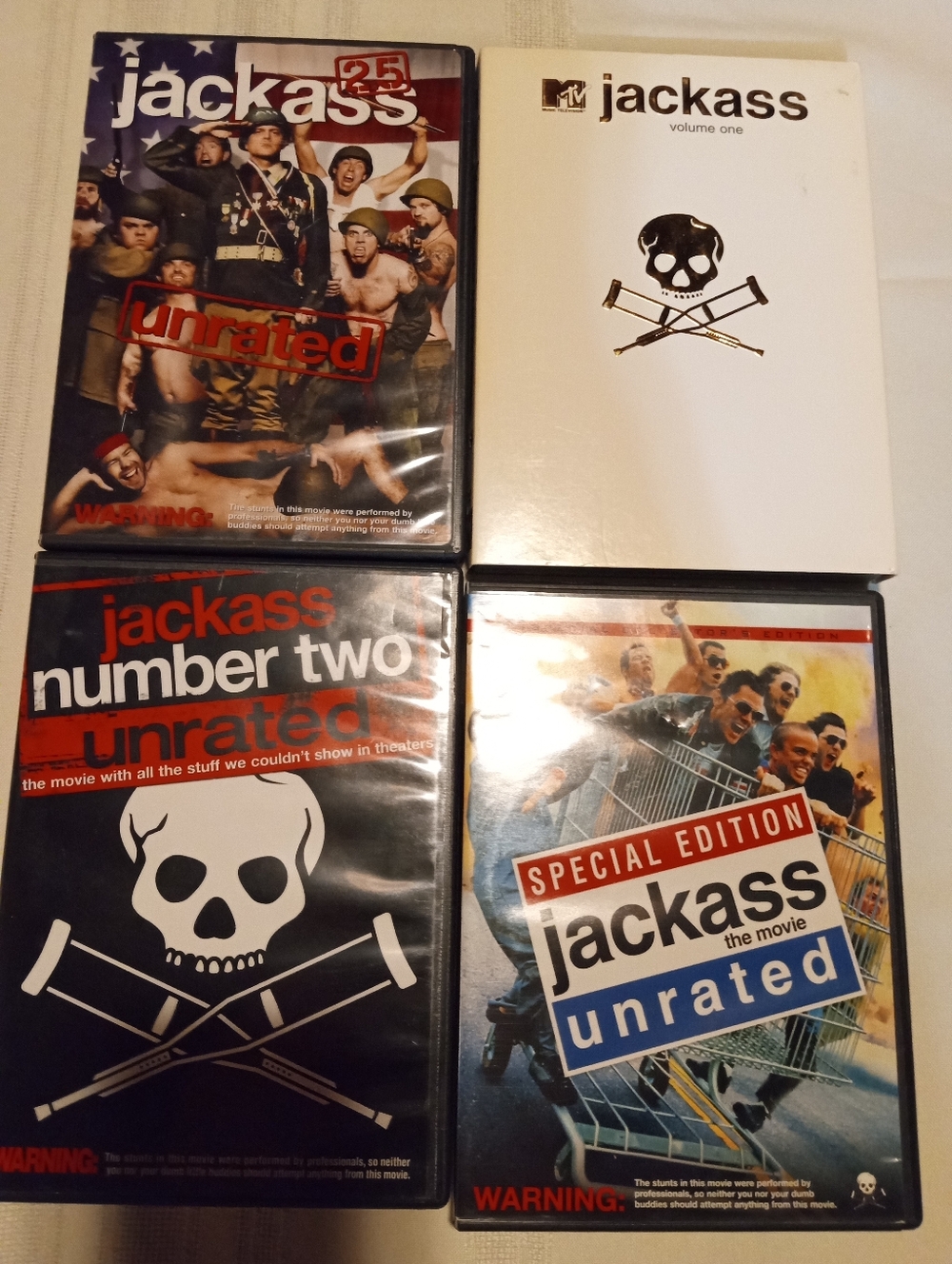 Jackass DVD Lot - Four Unrated & Special Edition DVD'S With Cases
